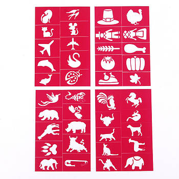 Трафарети для гриму "Animals & Objects" блиск тату / глітер тату - TRF-04