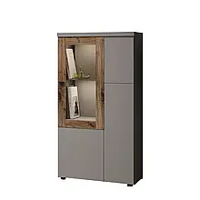 Пенал низький 1Д Модена шиншила сіра/дуб флагшток Сокме