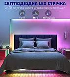 Світлодіодна стрічка FUPT, RGB LED, з пультом, з керуванням через додаток, водостійка, синхронізація з музикою, 20м, фото 2