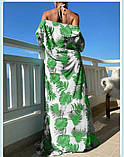 Купальник роздільний білий із зеленим листям M 44 + туніка халат, фото 6
