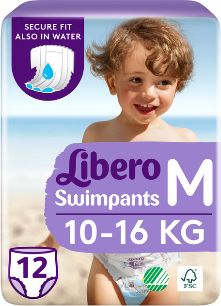 Підгузки трусики дитячі Libero Swimpants для плавання Medium 10-16 кг 12 шт