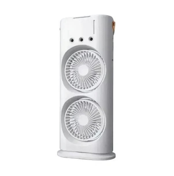 Акумуляторний настільний подвійний вентилятор Double-ended Spray Fan МКС-127 Вітродуйка з RGB підсвічуванням Білий