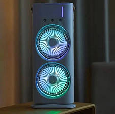 Акумуляторний настільний подвійний вентилятор Double-ended Spray Fan МКС-127 Вітродуйка з RGB підсвічуванням Білий, фото 4