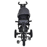 🧡Дитячий триколісний велосипед Turbo Trike MT 1006-2 з батьківською ручкою, козирком, USB/ВТ пульт, Графіт, фото 2