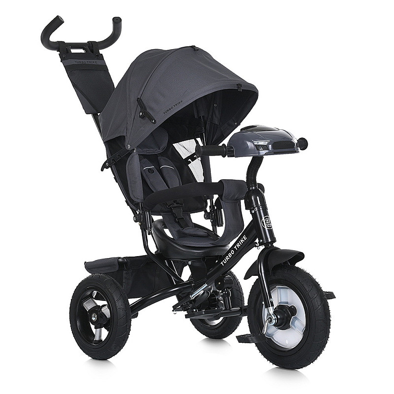 🧡Дитячий триколісний велосипед Turbo Trike MT 1006-2 з батьківською ручкою, козирком, USB/ВТ пульт, Графіт, фото 1