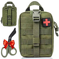Аптечка тактическая (20х15х8 см) A87 + Подарок Ножницы тактические выгнутые / Тактический подсумок под аптечку