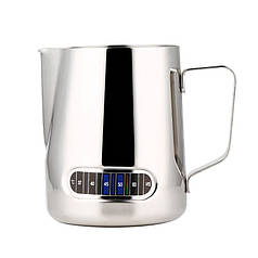 Пічер молочник Ecocoffeetools LH600T 600 мл із термометром для збивання молока неіржавка сталь