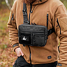 Чоловіча сумка тактична месенджер SAS чорна через плече з водовідштовхувальної тканини, фото 3