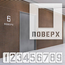 Трафарет для маркування поверхів від 1 до 9 поверху 1 мм, багаторазовий з рамкою для цифр (630х570)