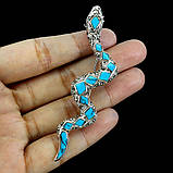 Брошка. Натуральна бірюза і марказит. Срібло 925., фото 2