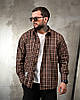 Рубашка оверсайз DOBERMAN клітинка коричнева ПП7660, фото 2