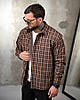 Рубашка оверсайз DOBERMAN клітинка коричнева ПП7660, фото 4