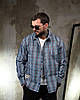 Рубашка оверсайз DOBERMAN клітинка блакитна ПП7666, фото 2