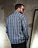 Рубашка оверсайз DOBERMAN клітинка блакитна ПП7666, фото 5