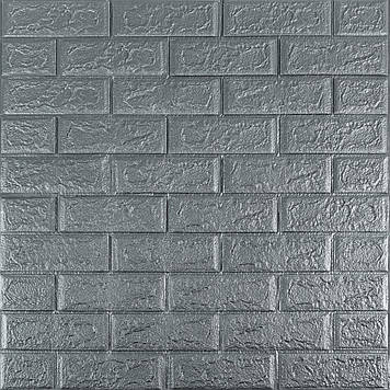 3D панель самоклеюча 700х770х5мм цегла Срібло (017-5) SW-00000038