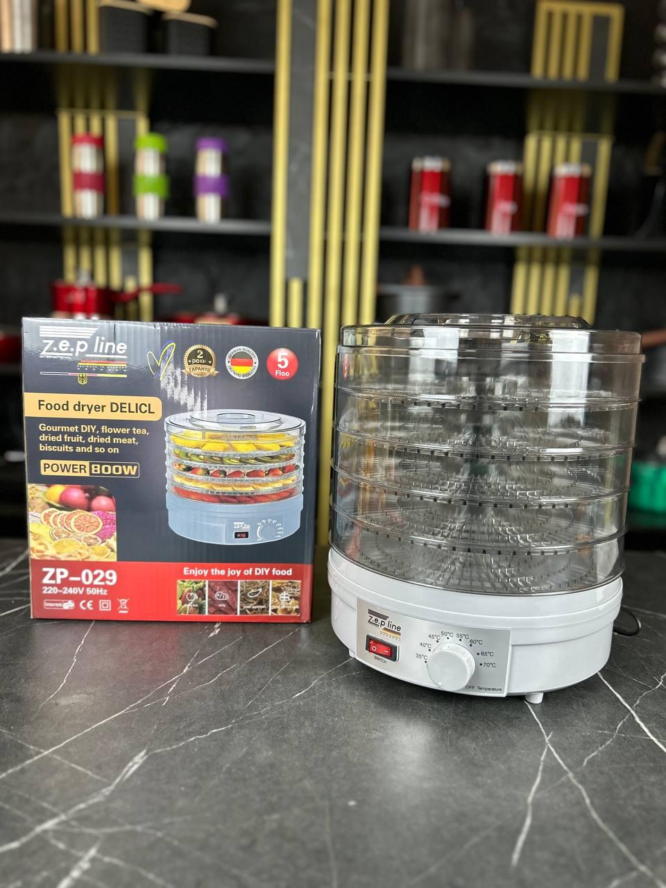 Сушарка Zepline 800W німецька з гарантією – потужна електросушарка для овочів, фруктів, грибів і зелені, 5 піддонів, фото 1
