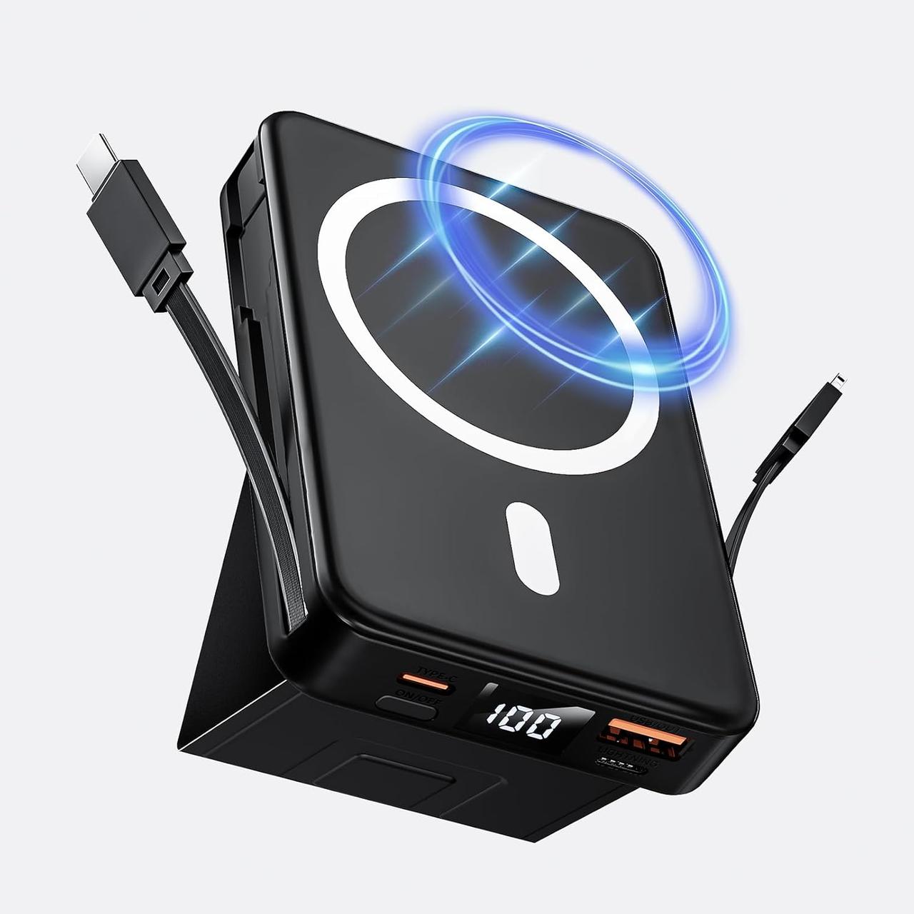 CROWATTS Mag-safe Power Bank, бездротовий зарядний банк ємністю 10000 мАг, акумулятор для швидкого заряджання PD 22,5 Вт з USB-Cъ, фото 1