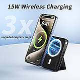 CROWATTS Mag-safe Power Bank, бездротовий зарядний банк ємністю 10000 мАг, акумулятор для швидкого заряджання PD 22,5 Вт з USB-Cъ, фото 5