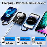 CROWATTS Mag-safe Power Bank, бездротовий зарядний банк ємністю 10000 мАг, акумулятор для швидкого заряджання PD 22,5 Вт з USB-Cъ, фото 6