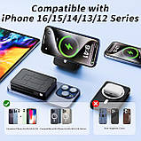 CROWATTS Mag-safe Power Bank, бездротовий зарядний банк ємністю 10000 мАг, акумулятор для швидкого заряджання PD 22,5 Вт з USB-Cъ, фото 7