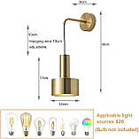 Настінні бра Набір з 2, сучасний настінний ліжко світильник абажур E26 Base Вінтажні латунні настінні світильники для спальні, фото 3