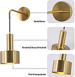 Настінні бра Набір з 2, сучасний настінний ліжко світильник абажур E26 Base Вінтажні латунні настінні світильники для спальні, фото 6