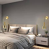 Настінні бра Набір з 2, сучасний настінний ліжко світильник абажур E26 Base Вінтажні латунні настінні світильники для спальні, фото 7