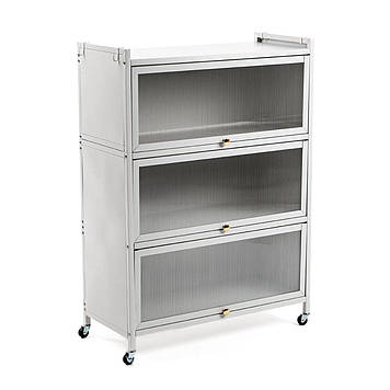 Шафа мобільна для зберігання розкладна триярусна з сталі 70х36х112,8см Світло-сірий SW-00002116