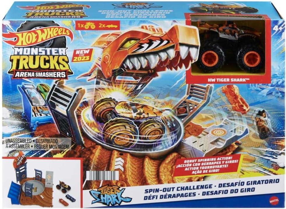 Ігровий набір Hot Wheels Monster Trucks Smahers Tiger Shark Spin-Out Challenge з тигровою акулою