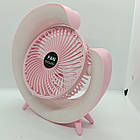 Портативний настільний вентилятор від usb з підвсіткою Desktop Fan з функцією нахилу і нічника, рожевий, фото 4
