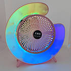 Портативний настільний вентилятор від usb з підвсіткою Desktop Fan з функцією нахилу і нічника, рожевий, фото 5