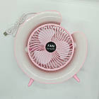 Портативний настільний вентилятор від usb з підвсіткою Desktop Fan з функцією нахилу і нічника, рожевий, фото 2