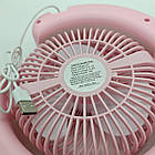 Портативний настільний вентилятор від usb з підвсіткою Desktop Fan з функцією нахилу і нічника, рожевий, фото 3