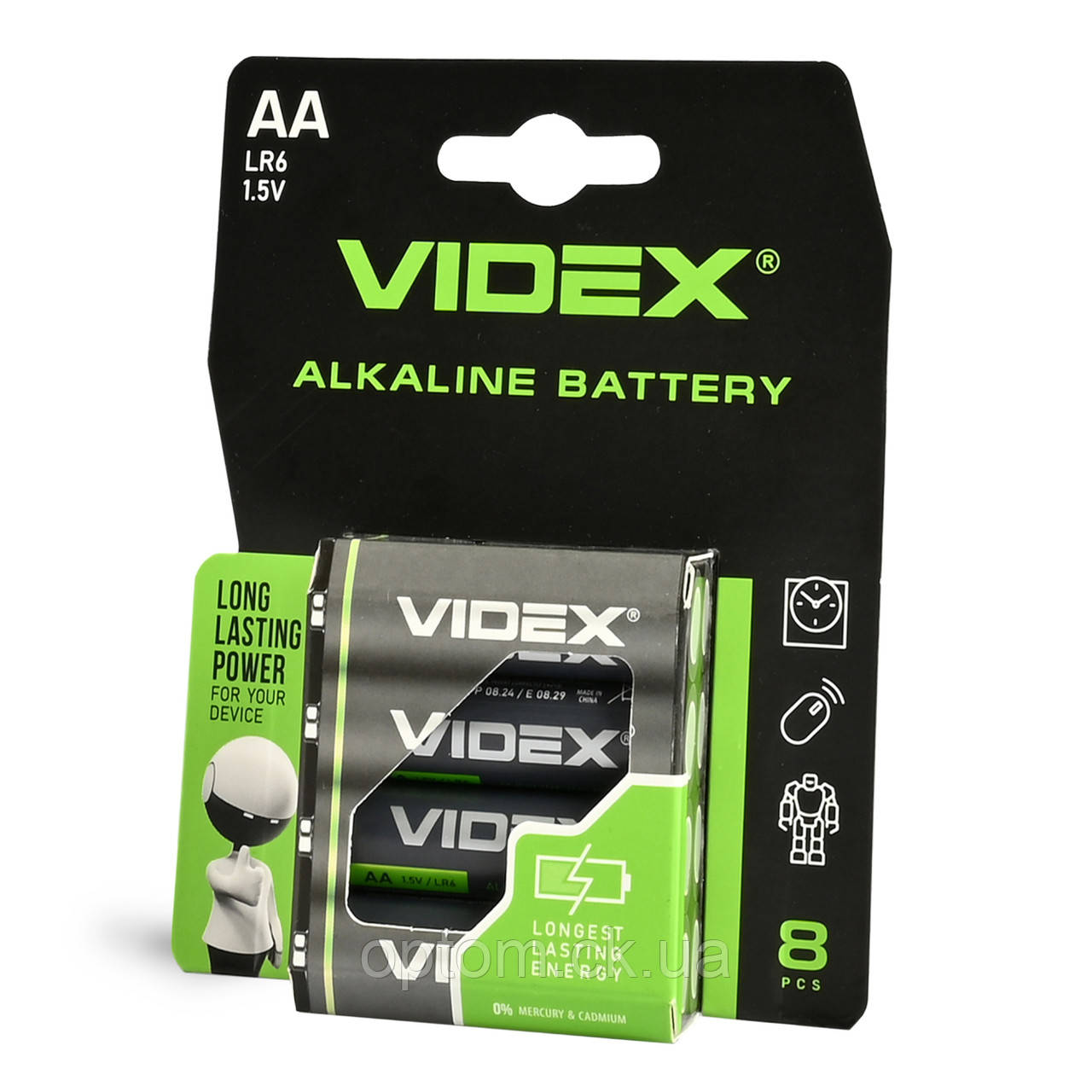 Батарейка Videx LR6 Alkaline (AA) Blister Card 8pcs, фото 1