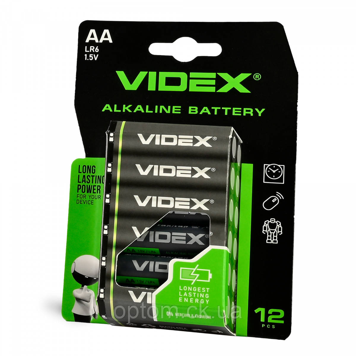Батарейка Videx LR6 Alkaline (AA) Carton Blister 12pcs, фото 1