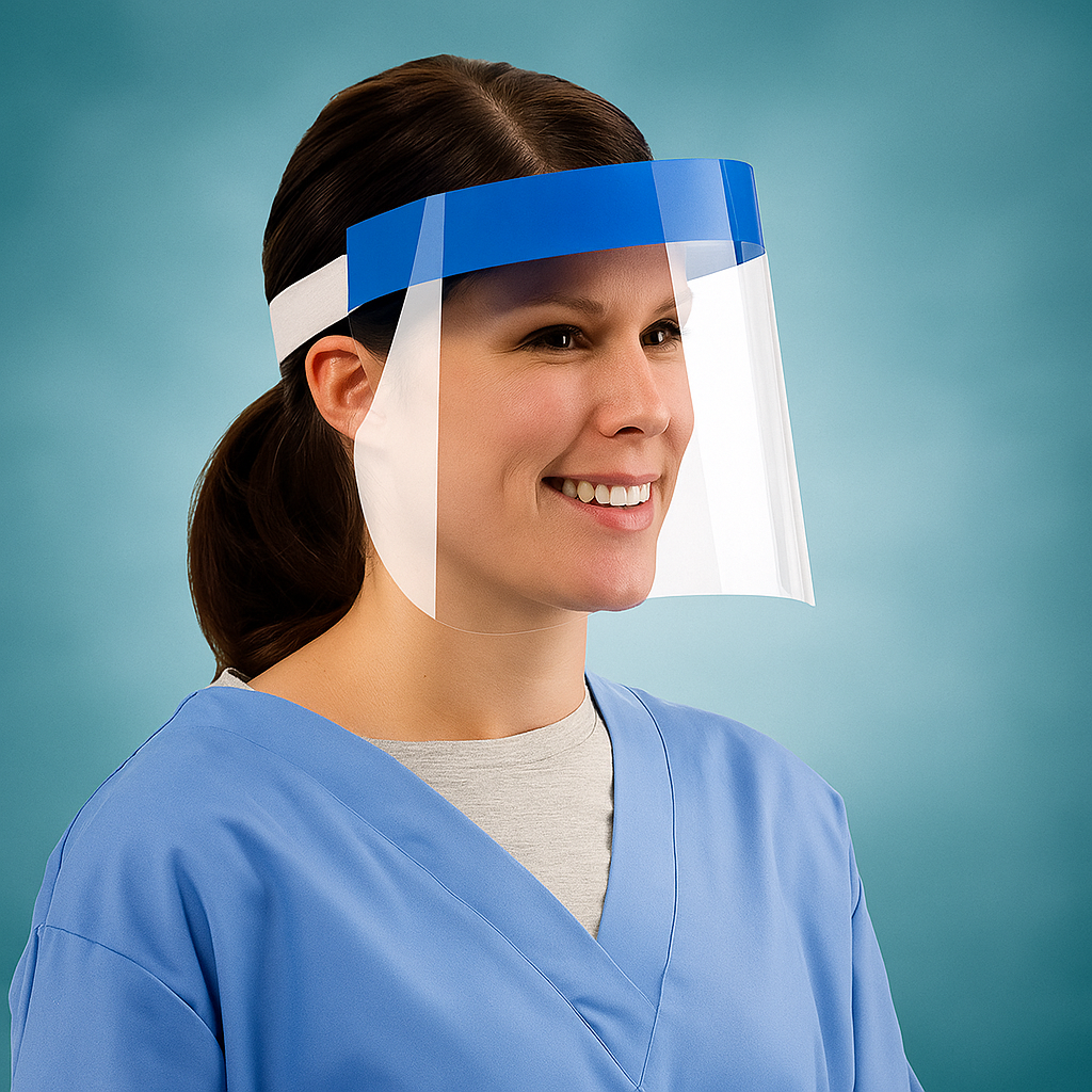 Лицьовий захисний щиток HEALTHWELL 32×22 см, протитуманний, з піною та регульованою стрічкою, фото 1