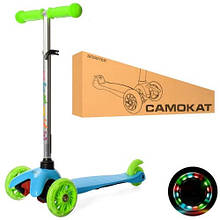 Самокат MINI BB 3-013-4-C-BL алюм+пласт 3колПУ-св2пер110мм підніжка36-11см кермо59-68см с