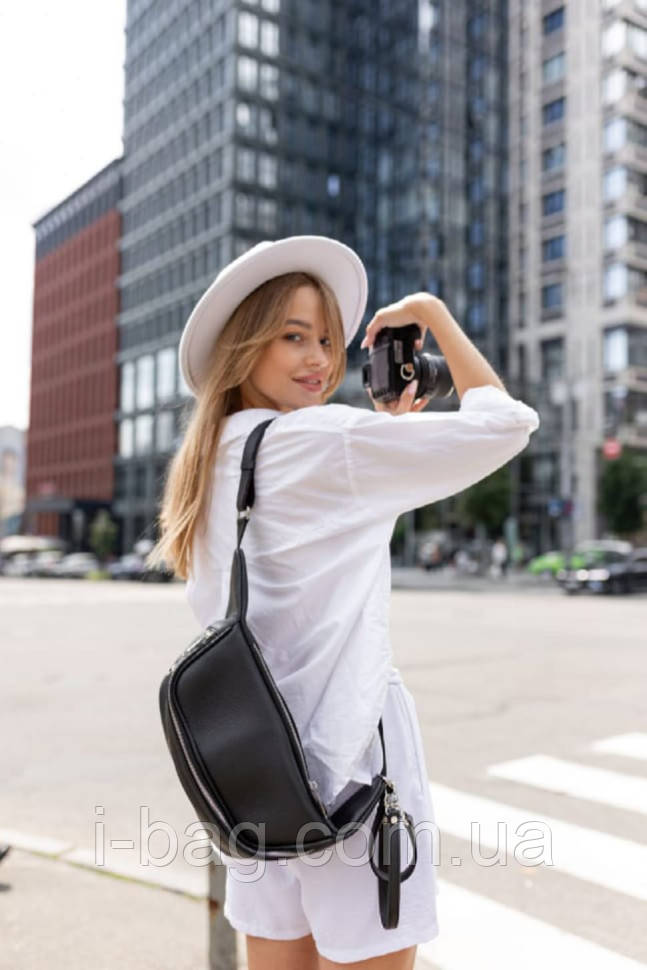 Сумка бананка для фотоапарата шкіряна TARWA 1313 (FA-1313-4lx) чорний флотар, фото 1