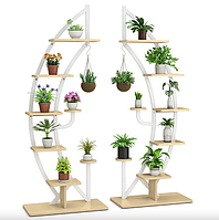 Стелаж для квітів Costway Ruta комплект 2 штуки у формі півмісяця білий