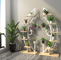 Стелаж для квітів Costway Ruta комплект 2 штуки у формі півмісяця білий