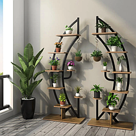 Стелаж для квітів Costway Ruta комплект 2 штуки у формі півмісяця коричневий