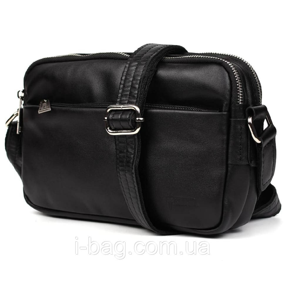 Сумка через плече шкіряна на два відділення GA-0745-4lx TARWA чорна, фото 1