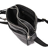 Сумка через плече шкіряна на два відділення GA-0745-4lx TARWA чорна, фото 2