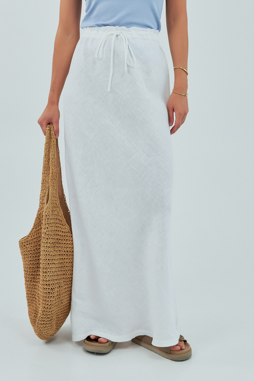 Лляна довга спідниця - білий цвет, L (є розміри) M, Нове, фото 1