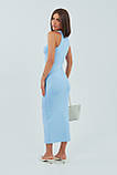 Облягаюча довга жіноча сукня футляр без рукавів літня блакитна сукня в обтяжку турецька розмір М, фото 3
