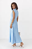 Літня довга жіноча сукня поло без рукавів блакитна вільна сукня міді з клинами турецька розмір S, фото 3