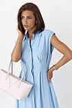 Літня довга жіноча сукня поло без рукавів блакитна вільна сукня міді з клинами турецька розмір S, фото 4