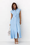 Літня довга жіноча сукня поло без рукавів блакитна вільна сукня міді з клинами турецька розмір S, фото 6
