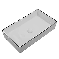 Раковина накладна Mixxus Premium QUADRO-0107 EDGE BLACK 600х340х110 мм, біло-чорна, прямокутна (MP6521)