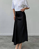 Женская шикарная атласная юбка миди на молнии